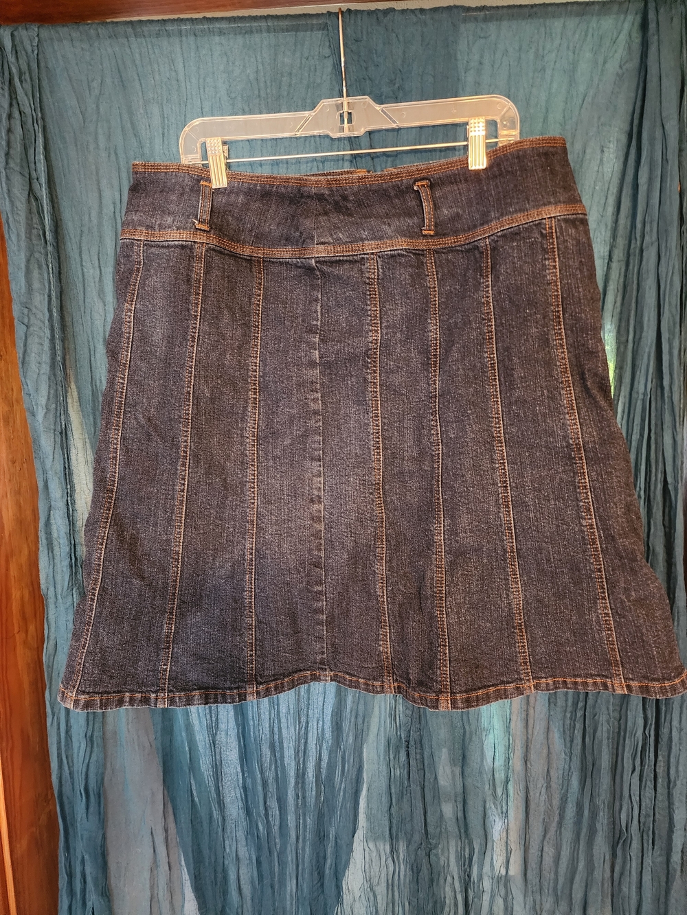 Liz Claiborne Dark Blue Denim A-Line Panel Skirt